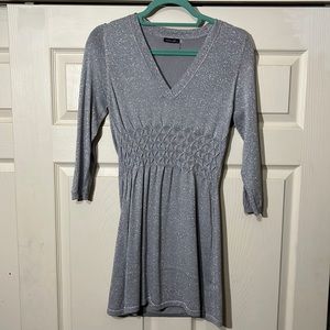 Dolce Cabo Metallic Silver Long-Sleeve Sweater Dress.  Size-S.
